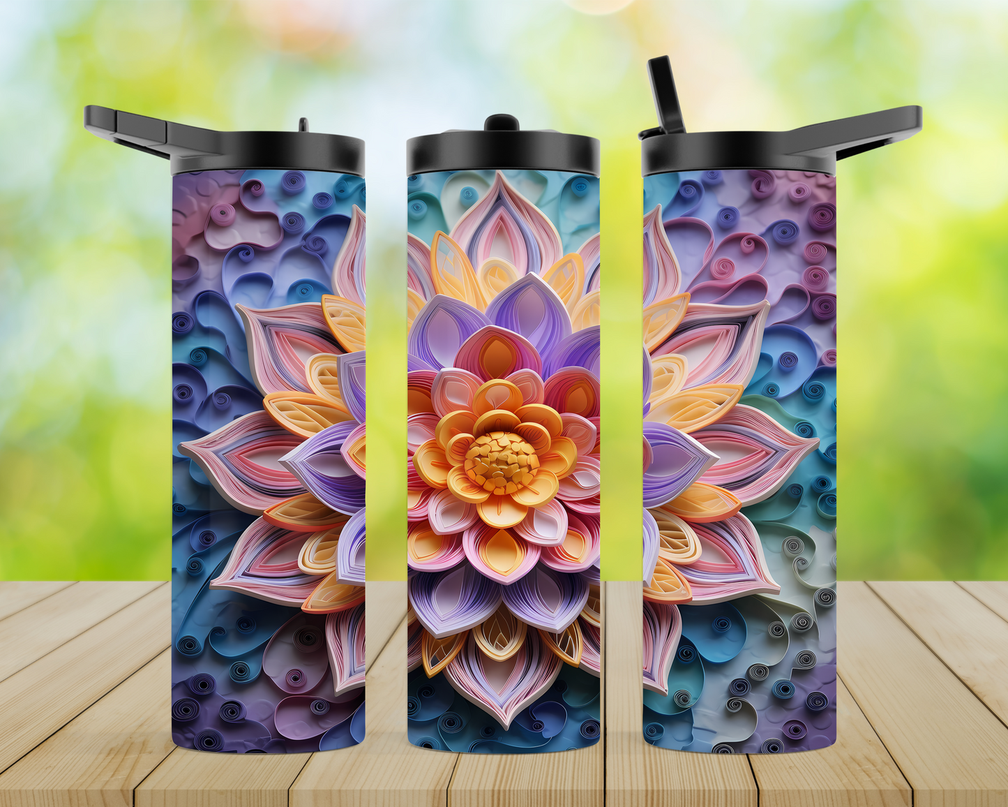 20oz Duo Skinny Tumbler - 3d Lotus Flower