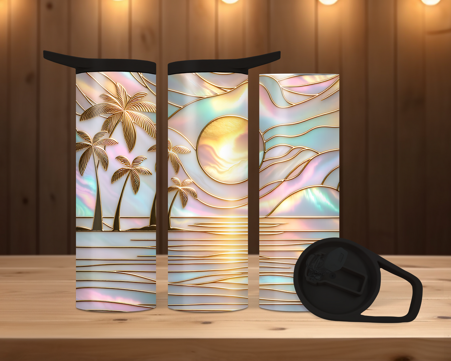 20oz Skinny Duo - Beach with Palms