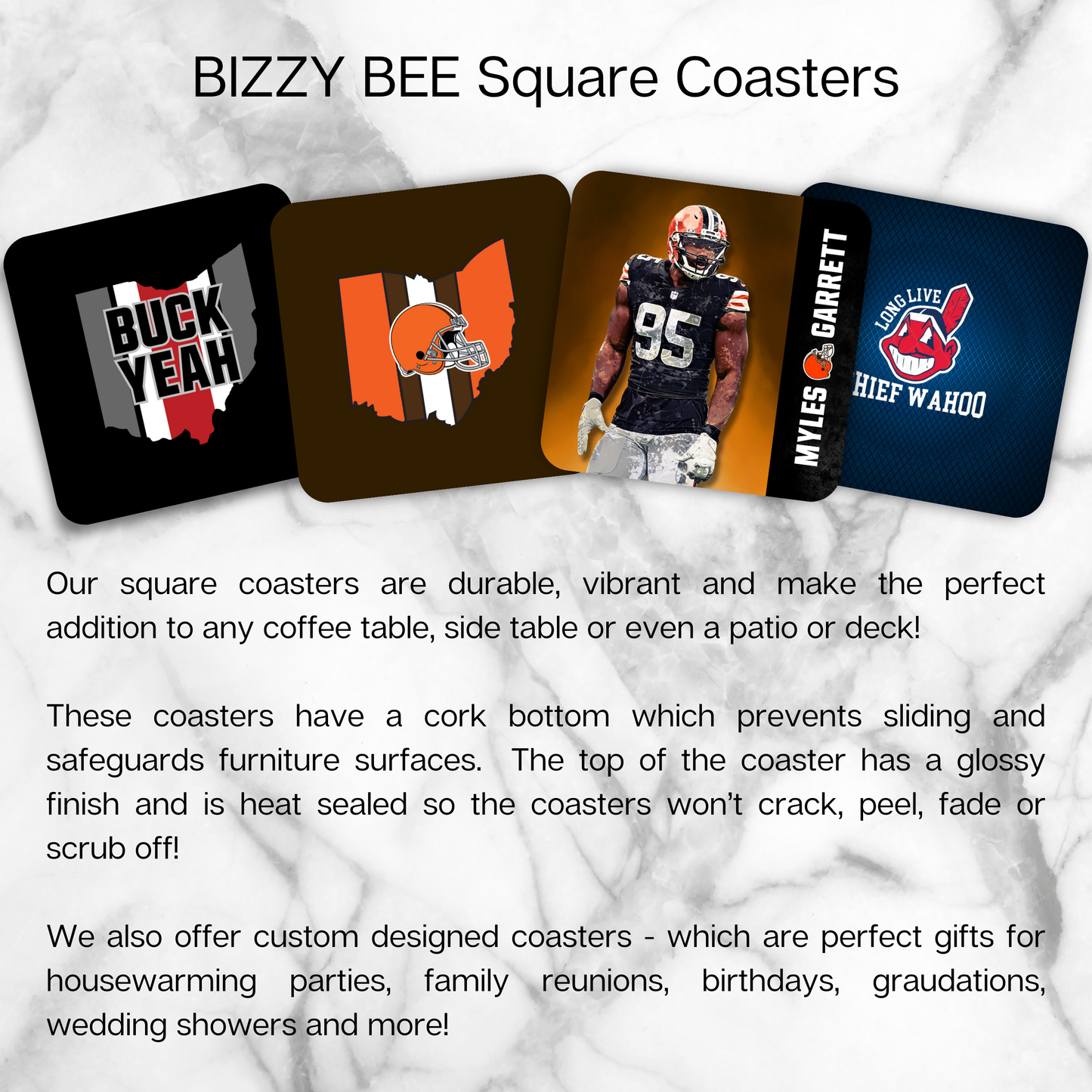 4pk cork back coasters - Ohio Football