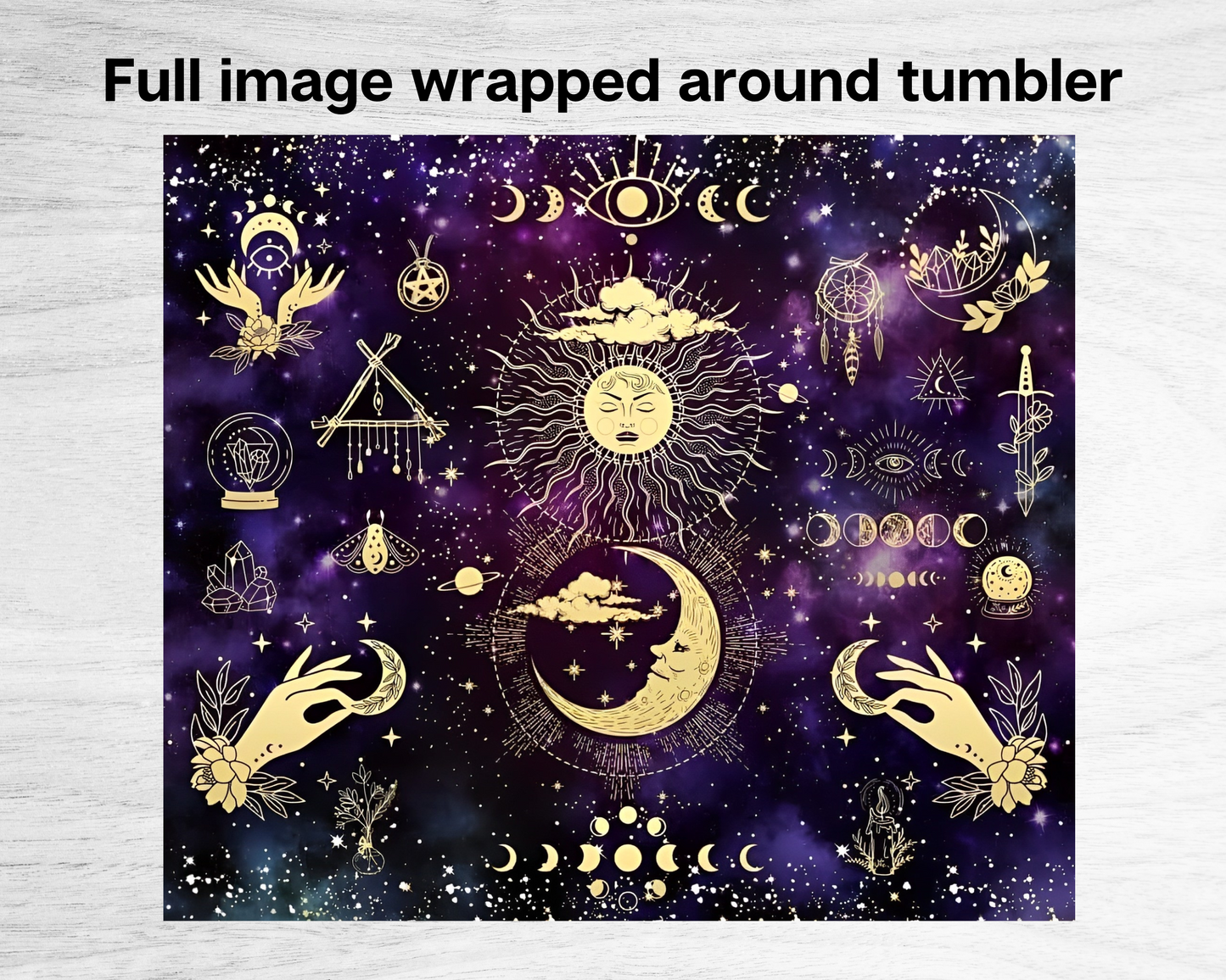 20oz SS Skinny Tumbler - Gorgeous metallic celestial design! Perfect for hot OR cold beverages!