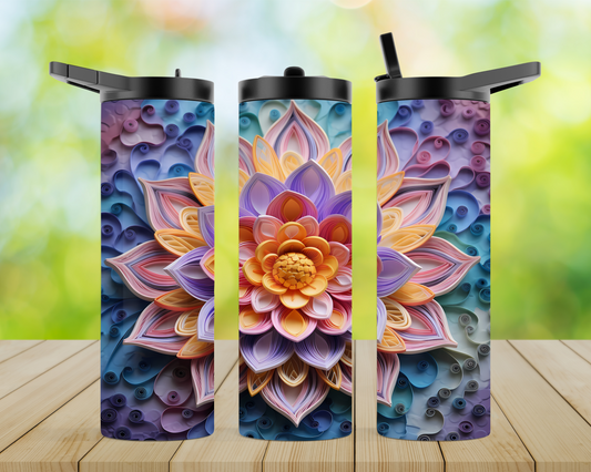 20oz Skinny Tumbler - 3d Lotus Flower