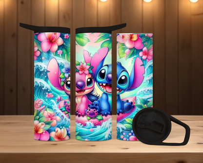 20oz Duo Skinny Tumbler - Aloha Pink and Blue Friends