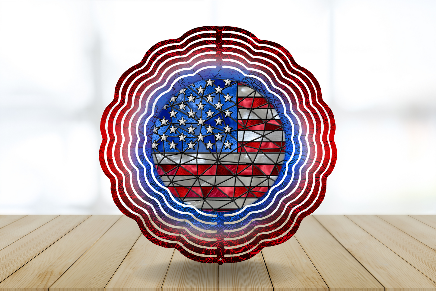 Wind Spinner - Stars and Stripes Stained Glass