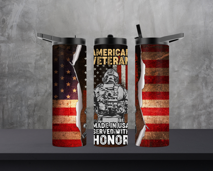 20oz Skinny Tumbler - American Veteran