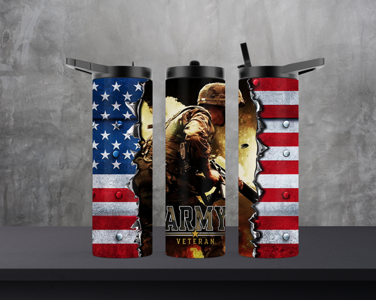 20oz Skinny Tumbler - Army Veteran