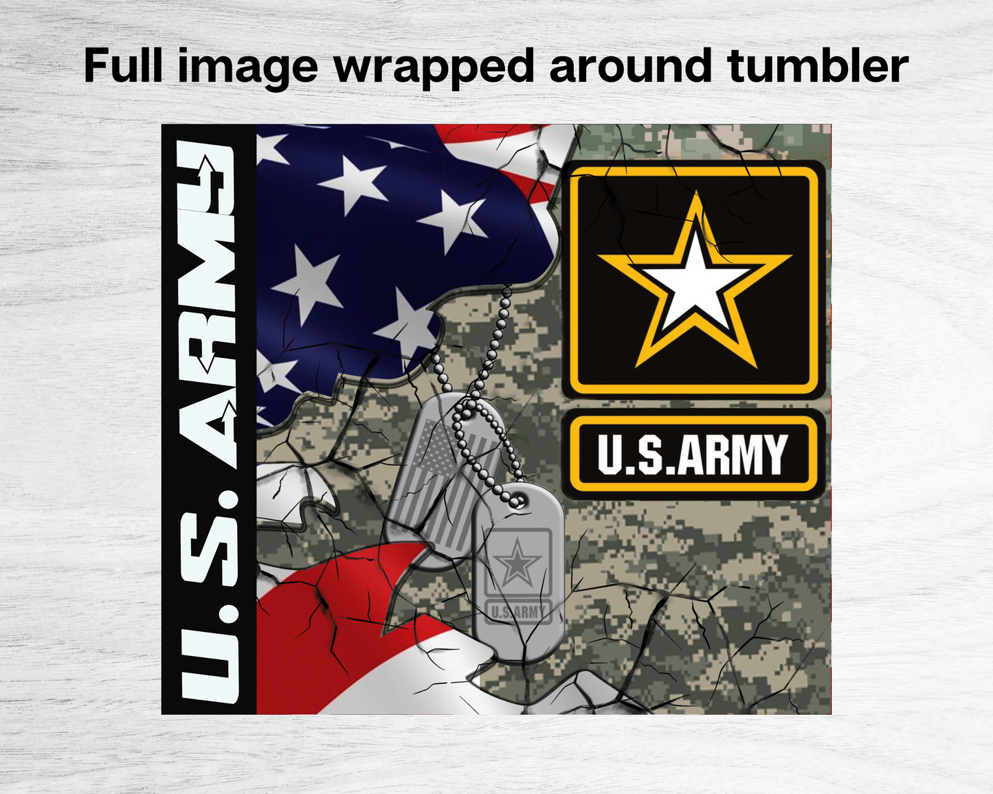 20oz Skinny Tumbler - US Army Flags and Tags