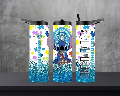 20oz Skinny Tumbler - Autism Blue