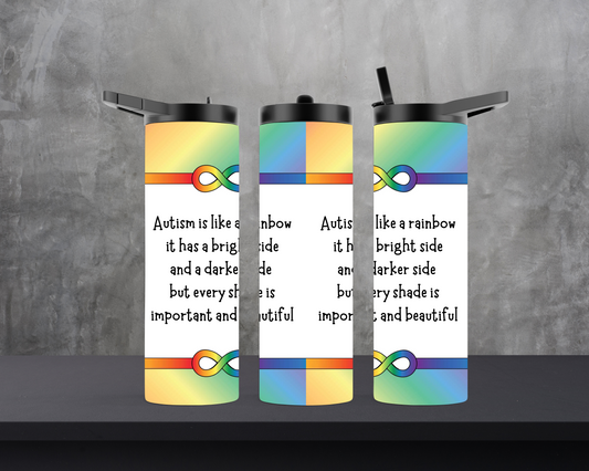 20oz Skinny Tumbler - Autism is Like a Rainbow