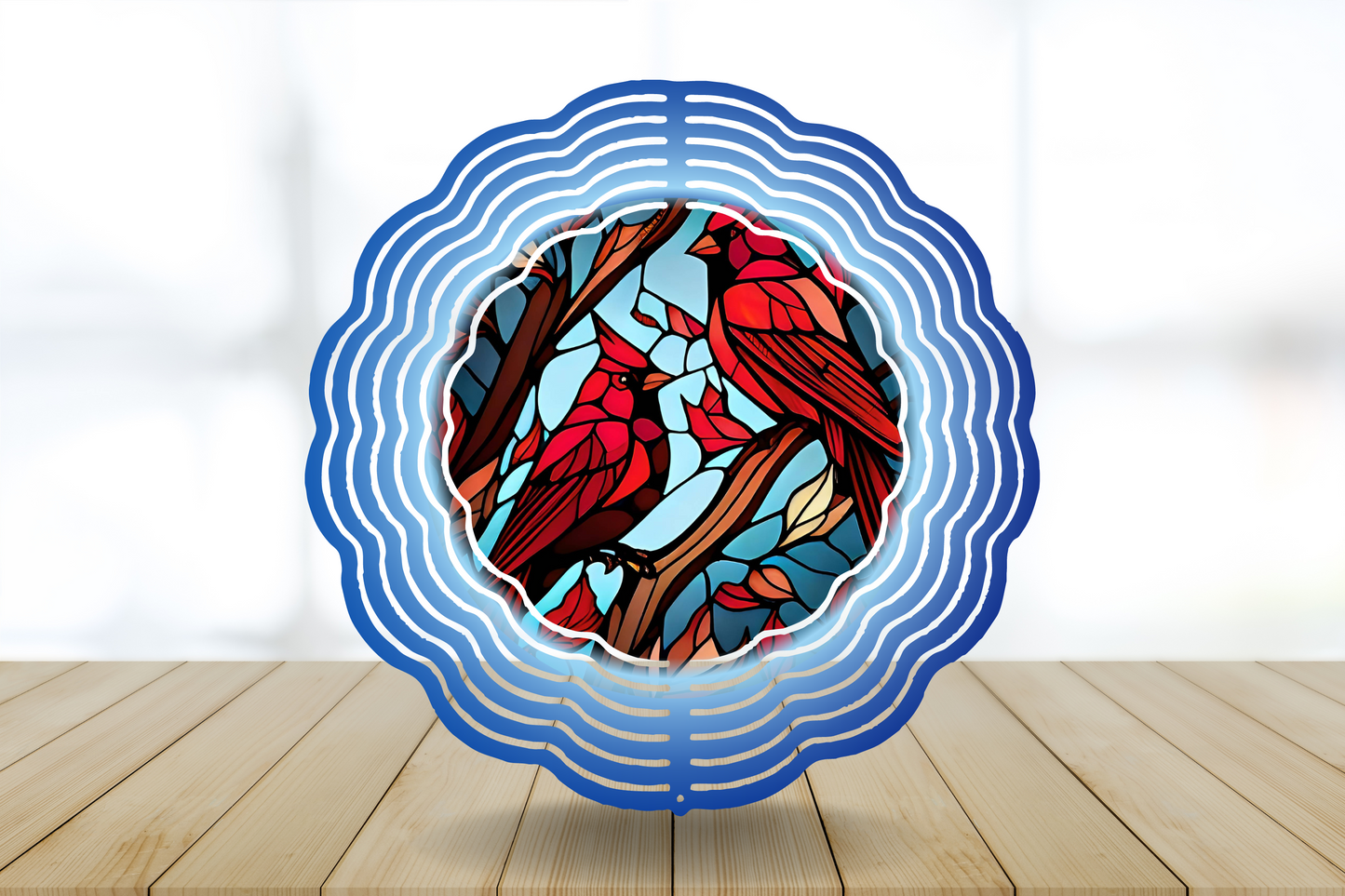 Wind Spinner - Cardinals with Blue Background