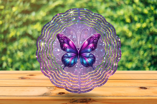 Wind Spinner - Purple and Blue butterfly with iridescent sparkle