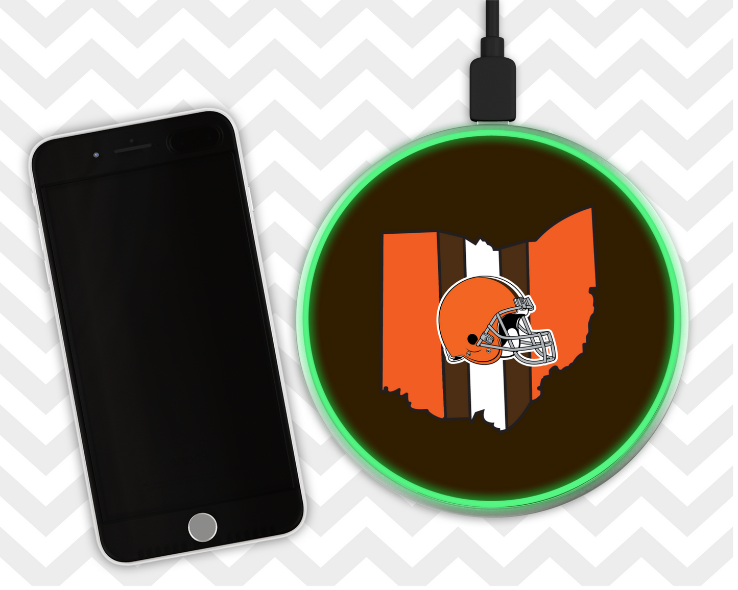 Wireless LED Charger - Ohio in football colors w/Helmet