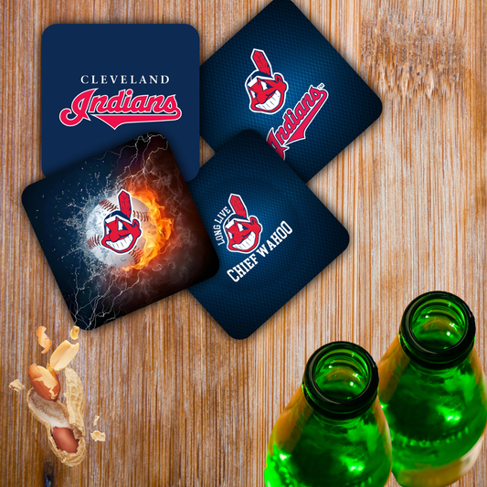 Coasters with Cork Back - Set of 4 - CLE Baseball