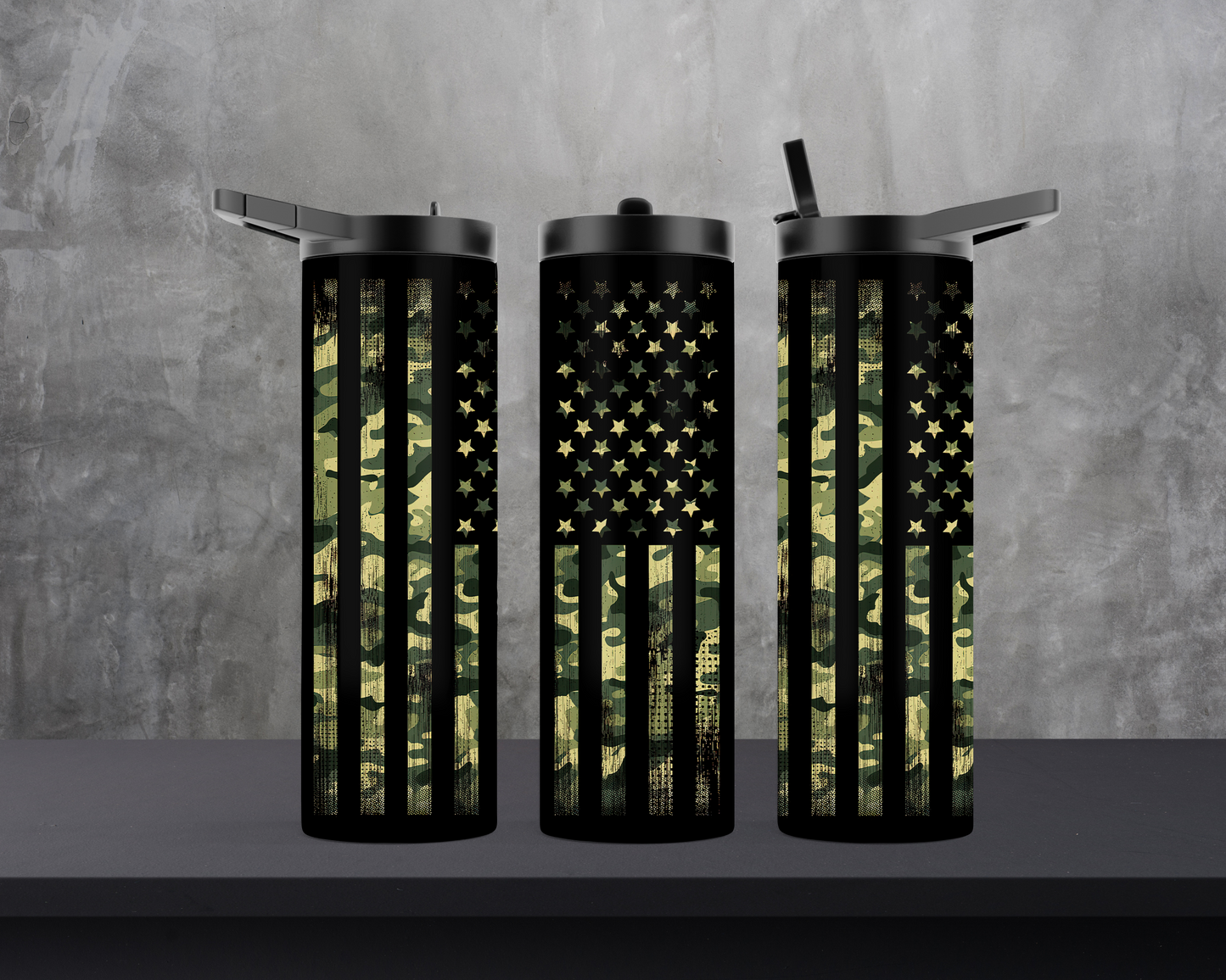 20oz Skinny Tumbler - Camo Flag