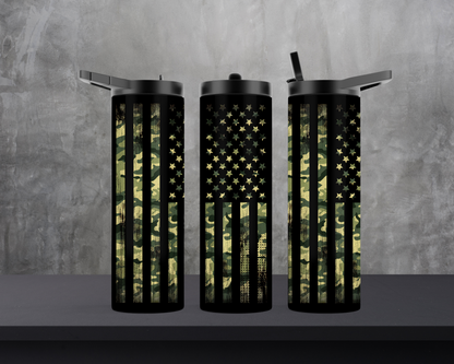 20oz Skinny Tumbler - Camo Flag