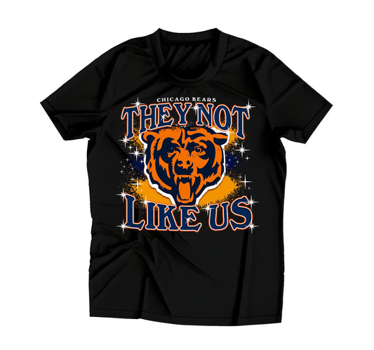 THEY NOT LIKE US - Chicago Football themed short sleeve tshirt - Adult sizes up to 5x and Youth sizes are NOW AVAILABLE! - 100% pre-shrunk cotton black tshirt!