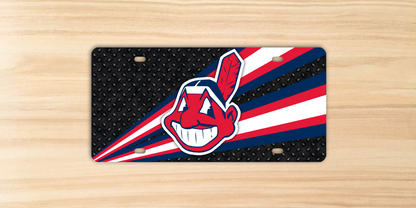 License Plate - Cleveland Baseball with stripes