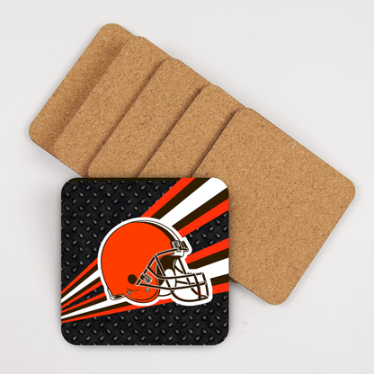 Coasters with Cork Back - Set of 4 - Cleveland Football Diamondplate