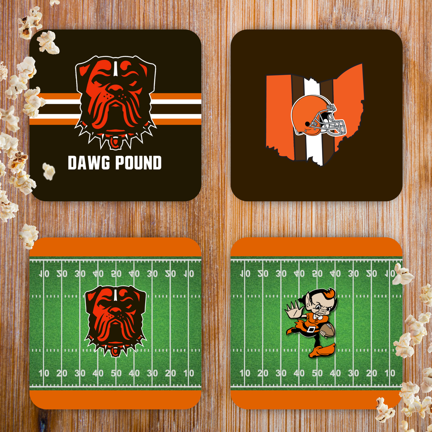 Coasters with Cork Back - Set of 4 - Cleveland Football Collection