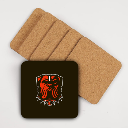 Coasters with Cork Back - Set of 4 - Cleveland Football Dawg and Helmet