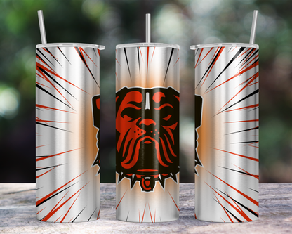 20oz Skinny Tumbler - Dawg with Orange and Brown Spikes