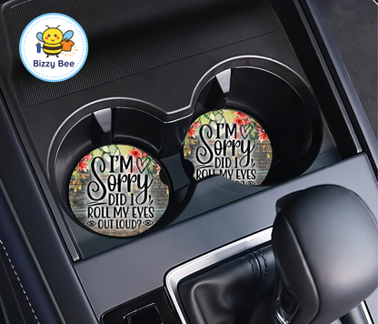 Car Coasters - 2pk -Eye Roll