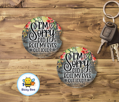 Car Coasters - 2pk -Eye Roll