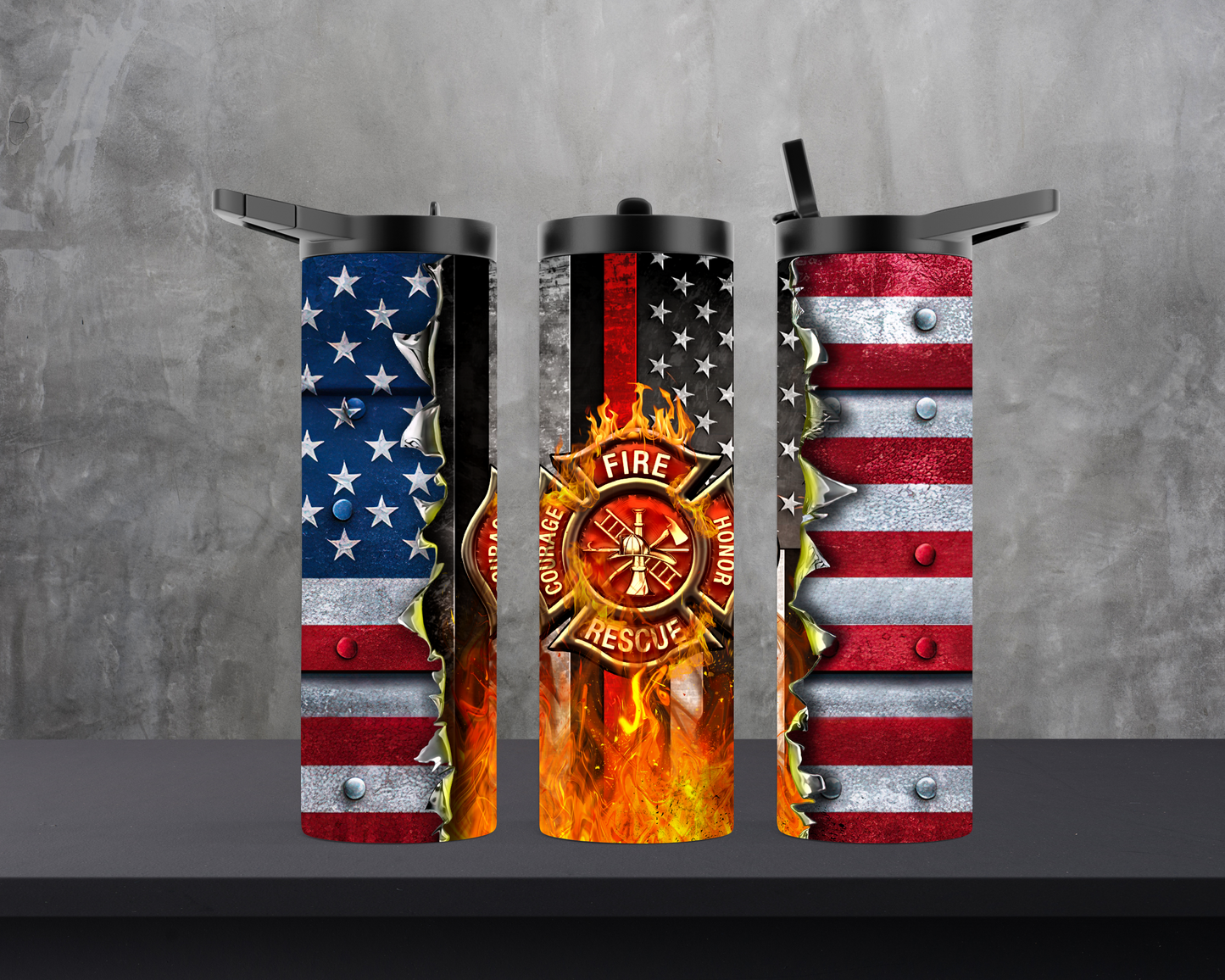 20oz Skinny Tumbler - Firefighter