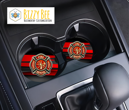 Car Coasters - 2pk - Firefighter Emblem