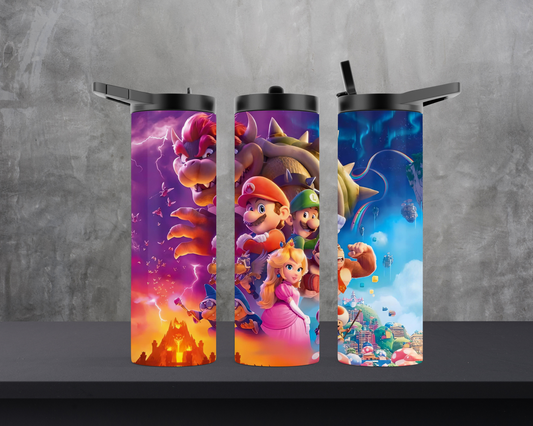 20oz Duo Skinny Tumbler - Mario good guys and bad guys!