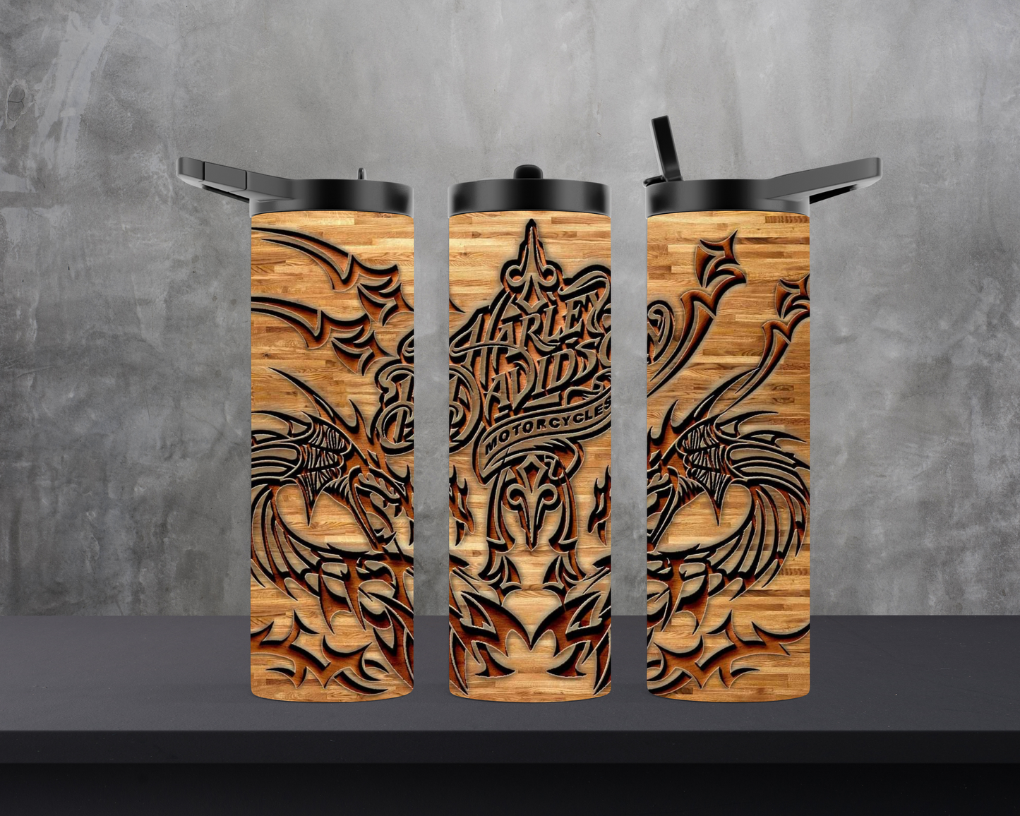 20oz Skinny Tumbler - HD Motorcycle - Woodburn style design