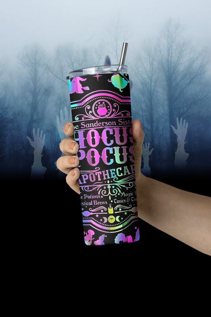 20oz Skinny Tumbler - Halloween and a little bit of Hocus Pocus!  Cute-eye catching design!  Perfect for hot OR cold beverages!