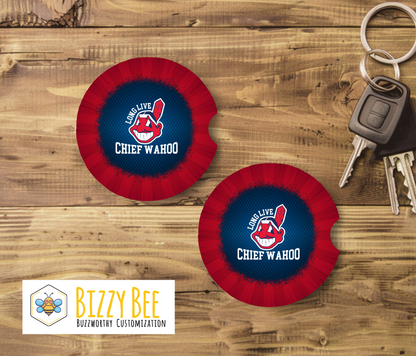 Car Coasters - 2pk - Long Live Chief Cleveland Baseball