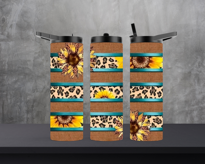 20oz Skinny Tumbler - Sunflowers and burlap