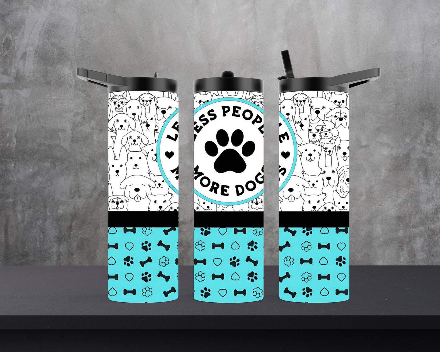 20oz Skinny Tumbler - Less People More Dogs