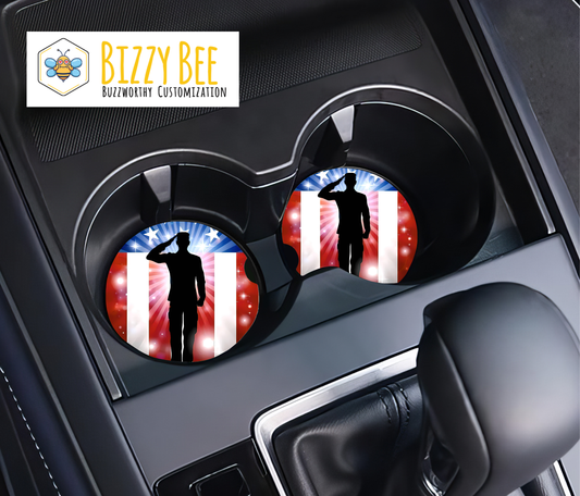 Car Coasters - 2pk - Military Salute