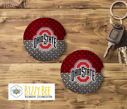 Car Coasters - 2pk - OSU Diamondplate