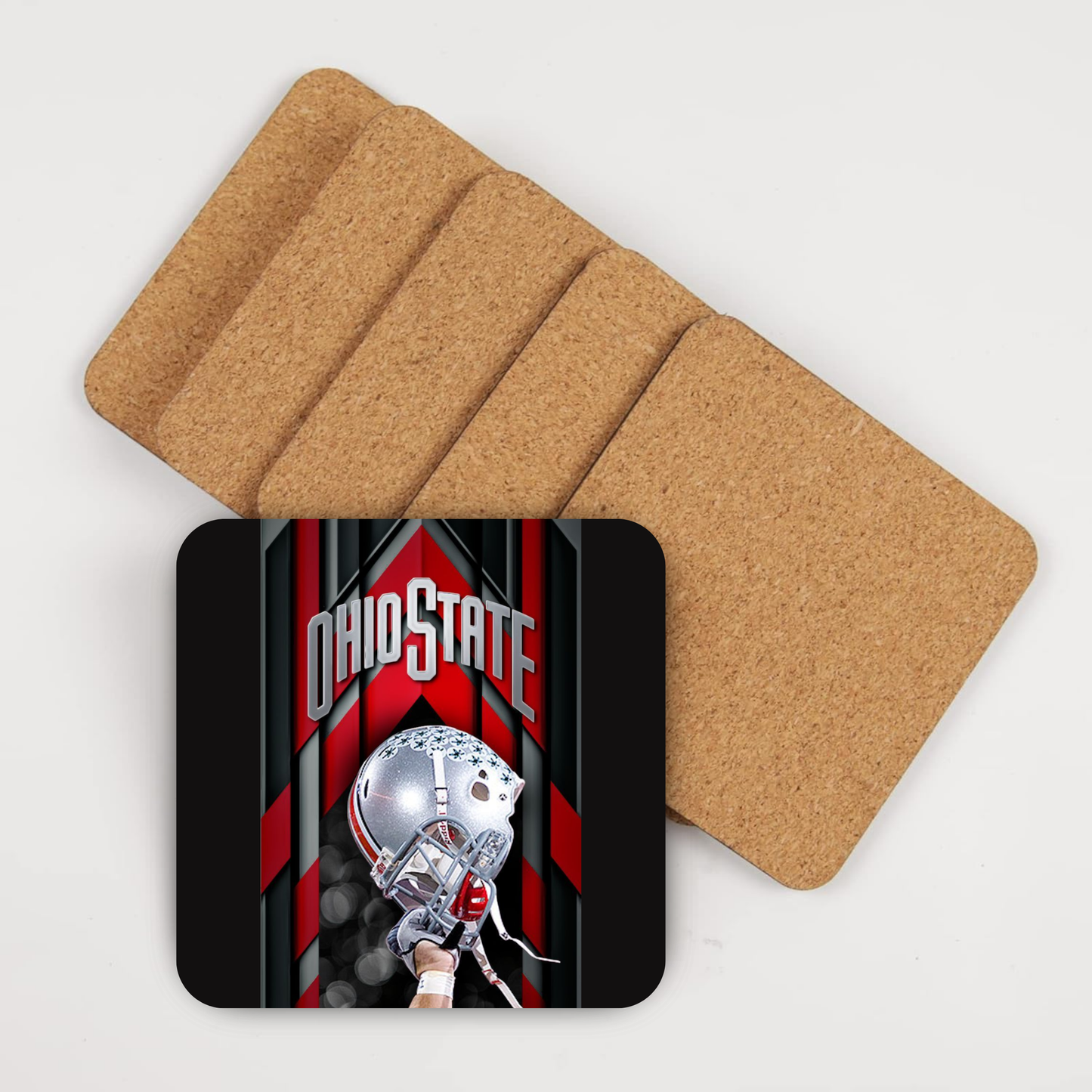 Coasters with Cork Back - Set of 4 - Ohio Football