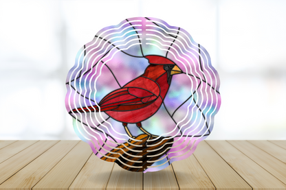 Wind Spinner - Cardinal with pastel background