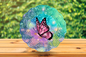 Wind Spinner - Pink butterfly with blue sparkle