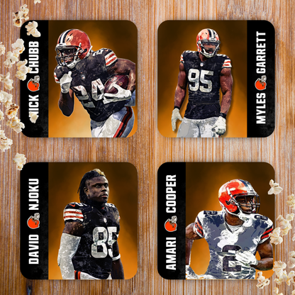 Coasters with Cork Back - Set of 4 - Cleveland Football Players