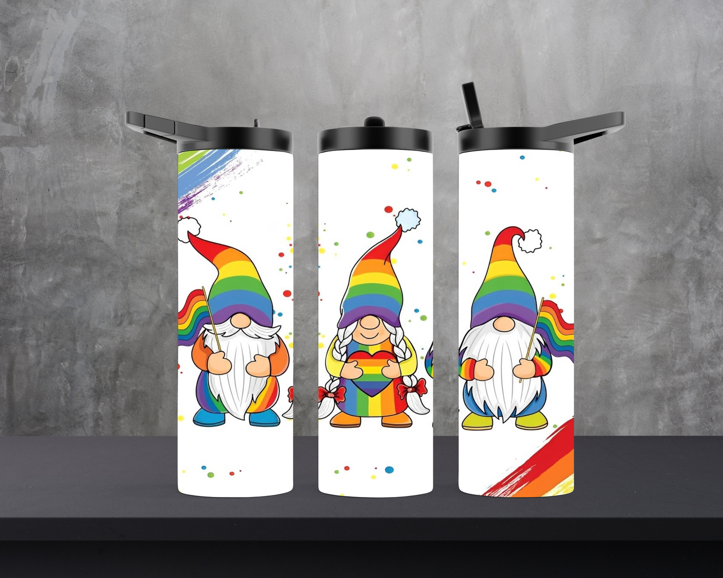 20oz Skinny Tumbler - Pride Gnomes