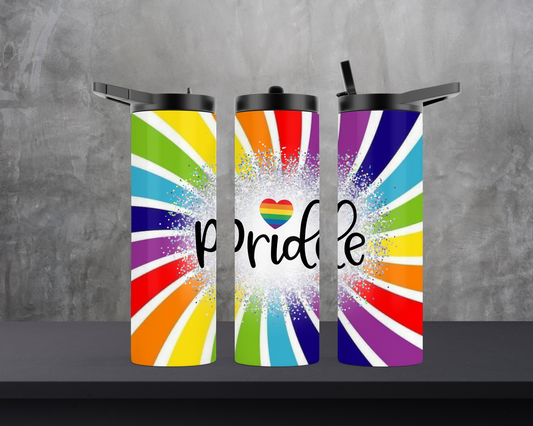 20oz Duo Skinny Tumbler - Celebrate PRIDE with this cute, whimsical and colorful tumbler!