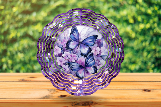 Wind Spinner - Purple Glittery Butterflies