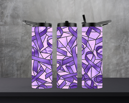 20oz Skinny Tumbler - Purple Ribbon Awareness