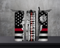 20oz Skinny Tumbler - Firefighter Red Line