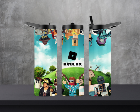 20oz Duo Skinny Tumbler -Roblox theme - Perfect for Back to School!  Attach to backpacks with the exclusive carabiner clip hydrosport lid!