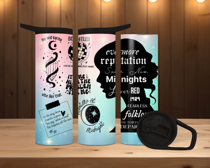 20oz Duo Skinny Tumbler -Attention Swifties!  Cute silhouette with all your favorites!