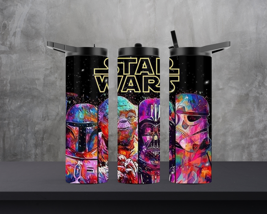 20oz Duo Skinny Tumbler - Watercolor Star Wars featuring 4 characters