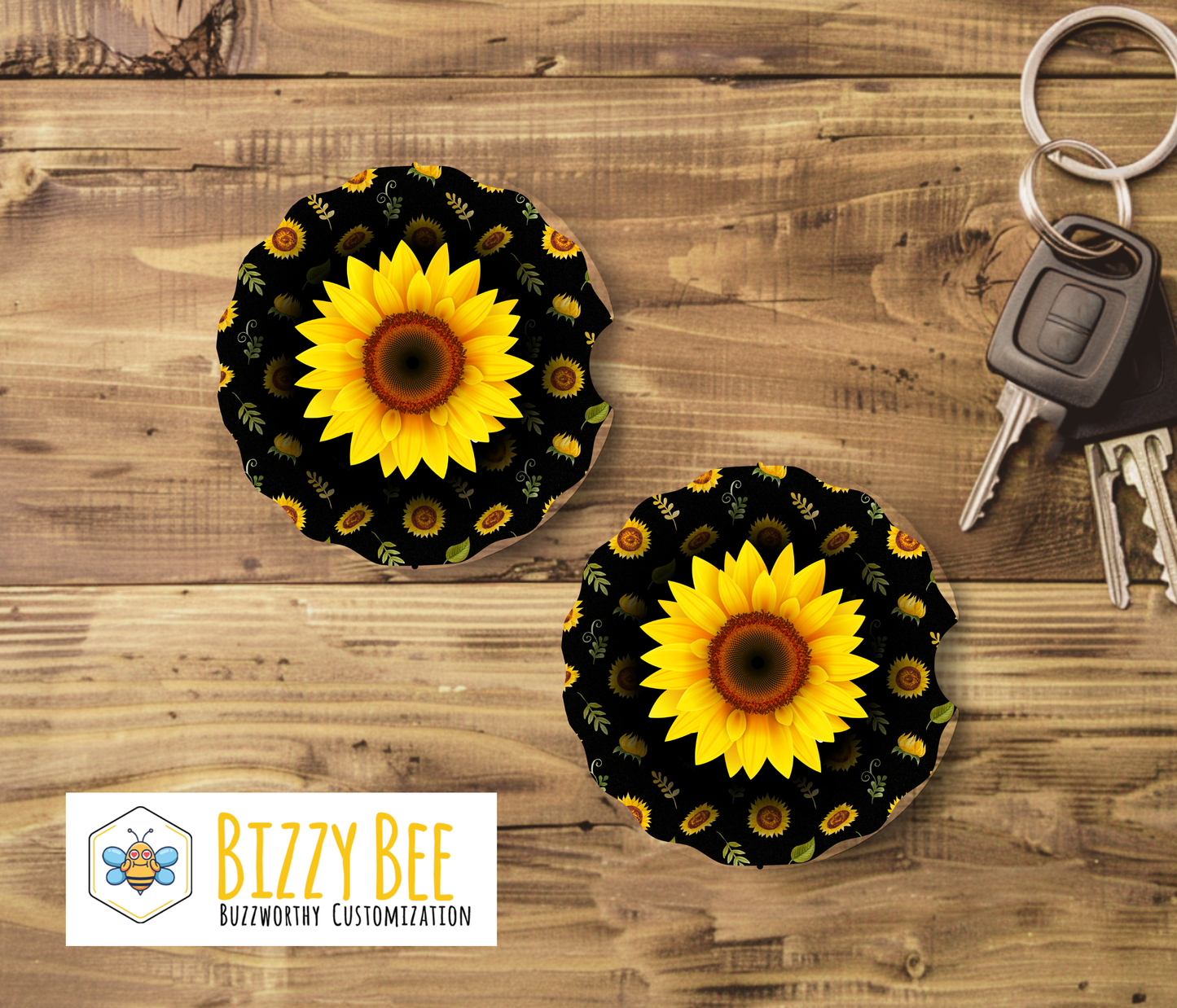 Car Coasters - 2pk - Sunflower