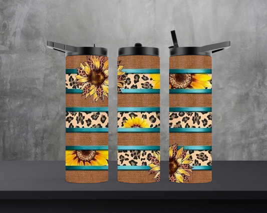 20oz Duo Skinny Tumbler - Cute country style with burlap, sunflowers and a cute turquoise accent!